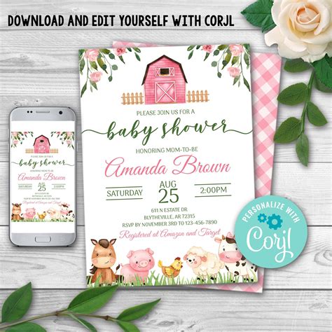 farm baby shower invitations|barnyard baby shower invitations.